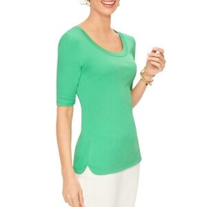 Talbots Fitted Short Sleeve T-Shirt, Green, Size Medium‎